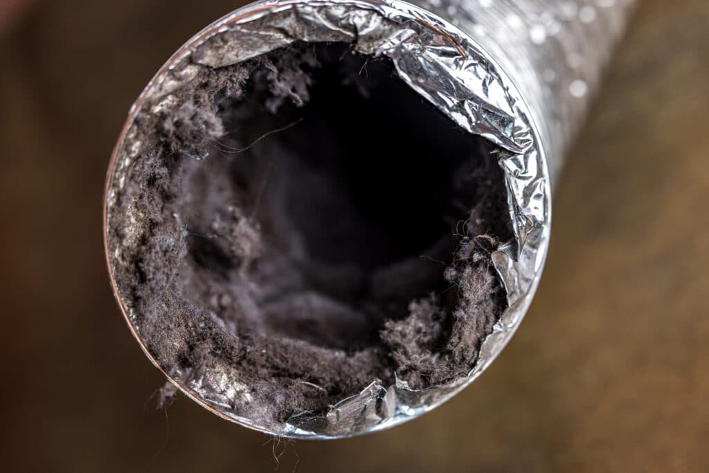 cross-section of a clogged air duct 